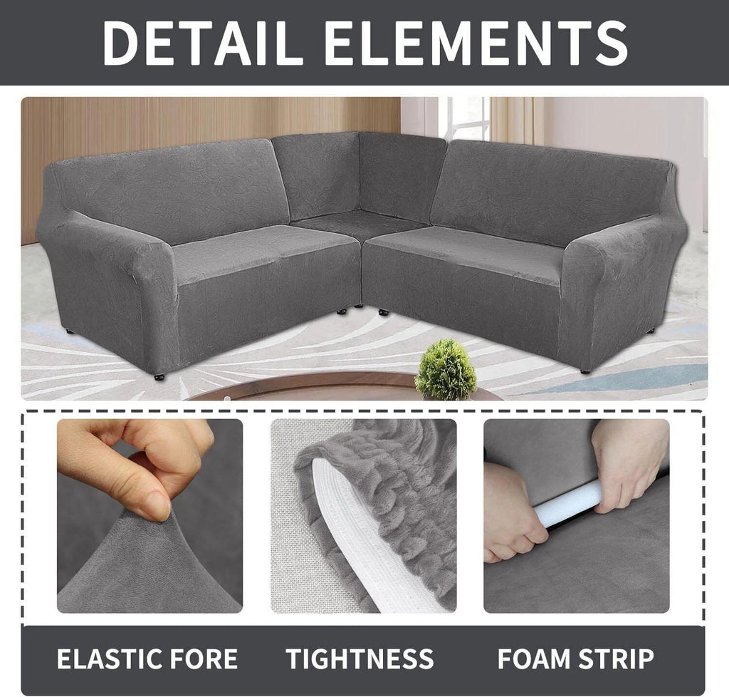 TOPCHANCES 3-Piece L Shape Sofa Slipcover with Middle Console, Grey P73078