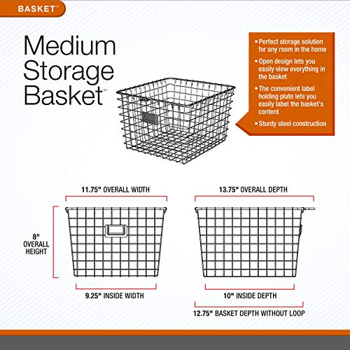 Spectrum Diversified Wire Vintage Locker Basket, Medium, Industrial Gray I282