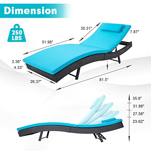 Incbruce Patio Chaise Lounge Chairs Set of 2, Outdoor Reclining with Adjustable Backrest F6127