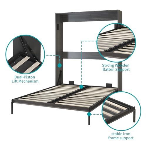 BALUS Murphy Bed Cabinet, Folding Wall Bed, White Y127736