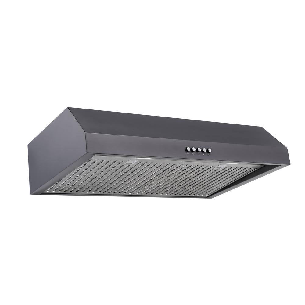 Vissani 30 in. 370 CFM Under Cabinet Range Hood with LED Bulbs, Black Stainless Steel E8803