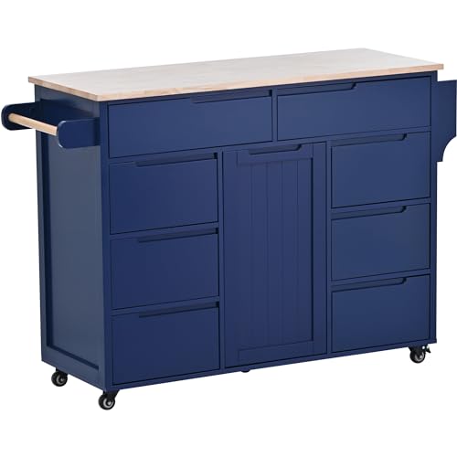 Farmhouse Kitchen Island with Power Outlet, Rolling Cart with Drop Leaf and Storage Z47765