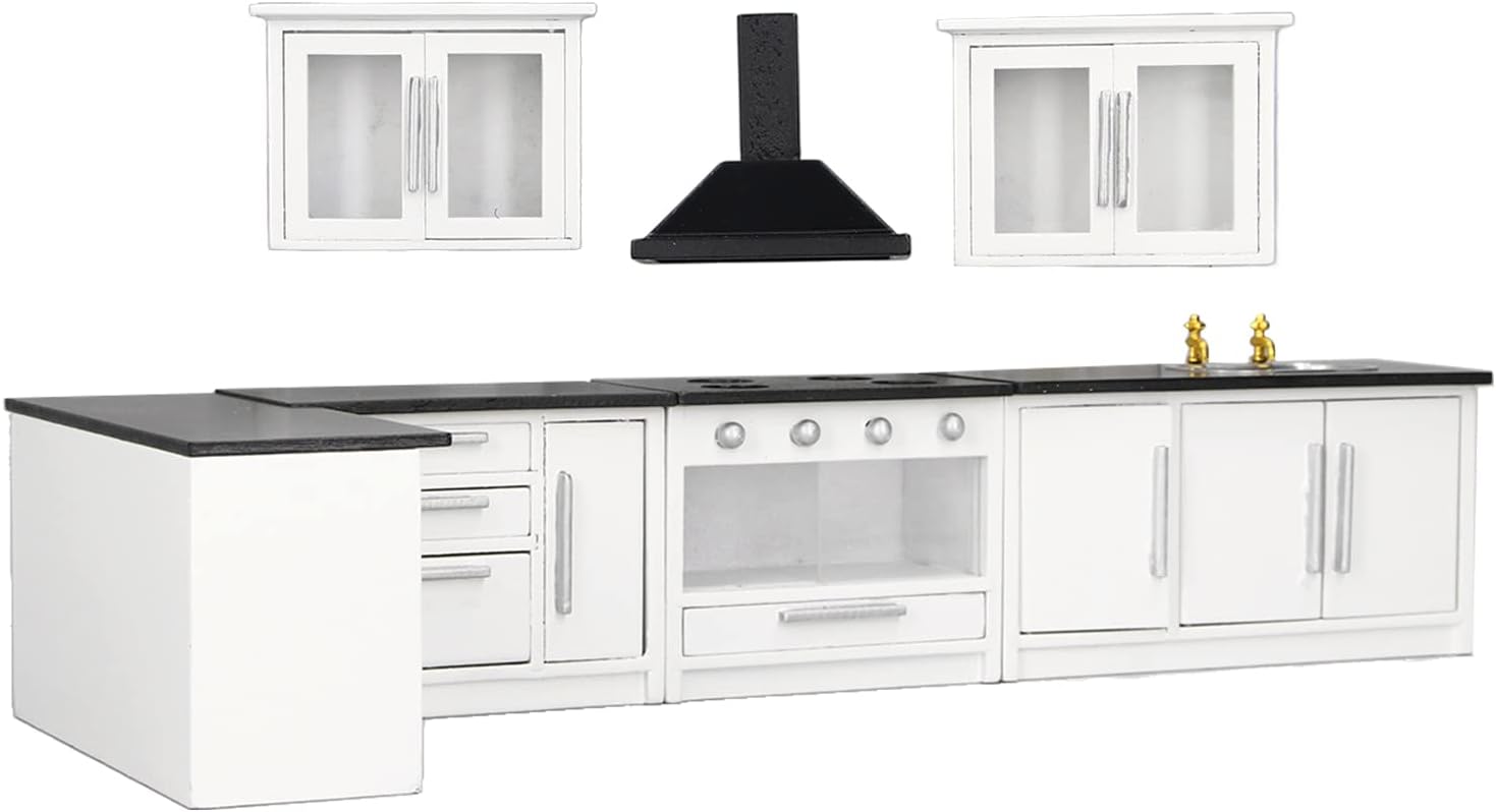 Keenso 1:12 Mini Dollhouse Kitchen Cabinet Set Wood Craftsmanship DIY J587720
