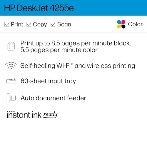 HP DeskJet 4155e Wireless Color Inkjet Printer, Print, Scan, Copy X68184
