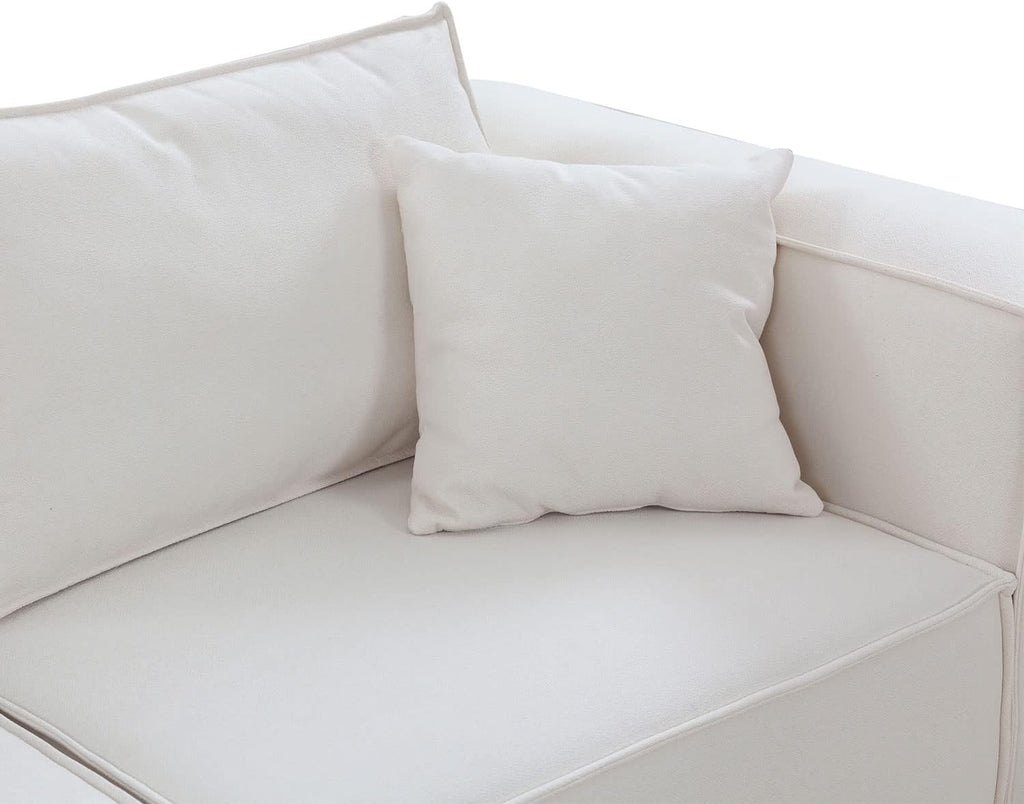 L Shaped Modular Sofa Couch with Ottoman, White Sectional Sofa with Reversible Chaise R587369