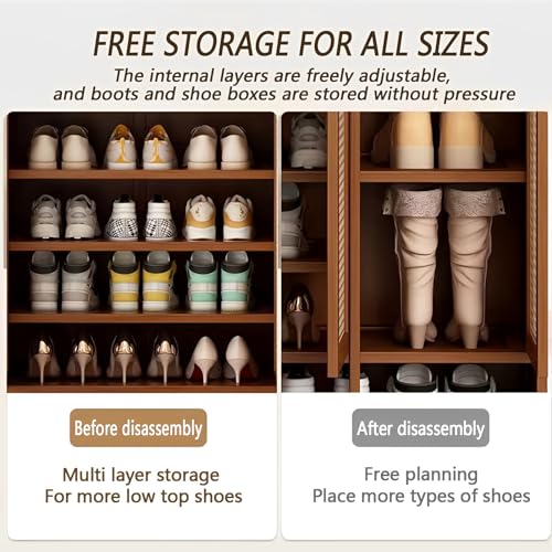 Bamboo Shoe Storage Cabinet with Doors, 8 Tier Freestanding Shoe Rack Q967184