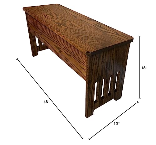 RRD Wooden Storage Bench with Flip Top Lid, Rustic Quartersawn Oak, 48'' M6905