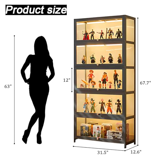 Curio Display Cabinet 5-Tier with Acrylic Glass Door, Brown S8457