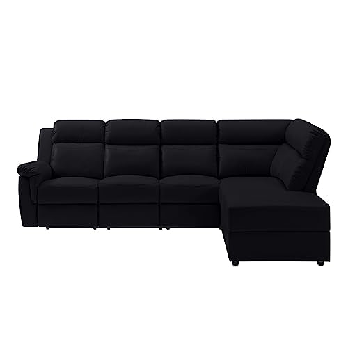 Oversized Modern PU Leather Reclining Sectional Sofa with Console Storage, Beige K60120
