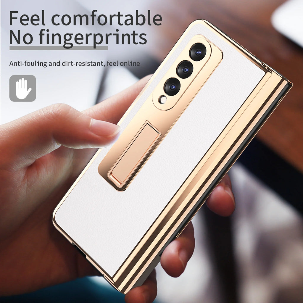 Mantto for Samsung Galaxy Z Fold 3 Case with Hinge Protection, Kickstand & Screen Protector, White G286