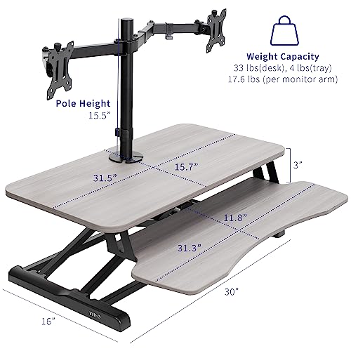 VIVO Height Adjustable 32 inch Standing Desk Converter with Dual Monitor Stand, White M791057
