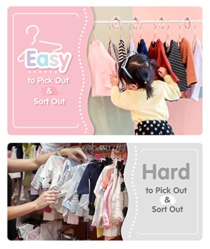 VIS'V 11 Inch Pink Velvet Kids Hangers with 6 Pcs Size Dividers, 30 Pack R91689