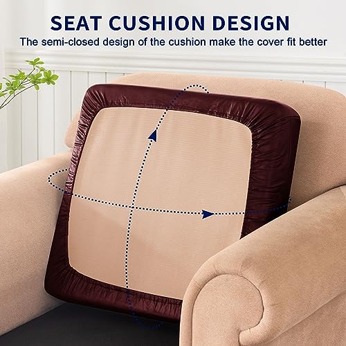 SUBRTEX Leather Waterproof Cushion Covers for Sofa Seat Protector (2 Pack, Light Gray) G12424