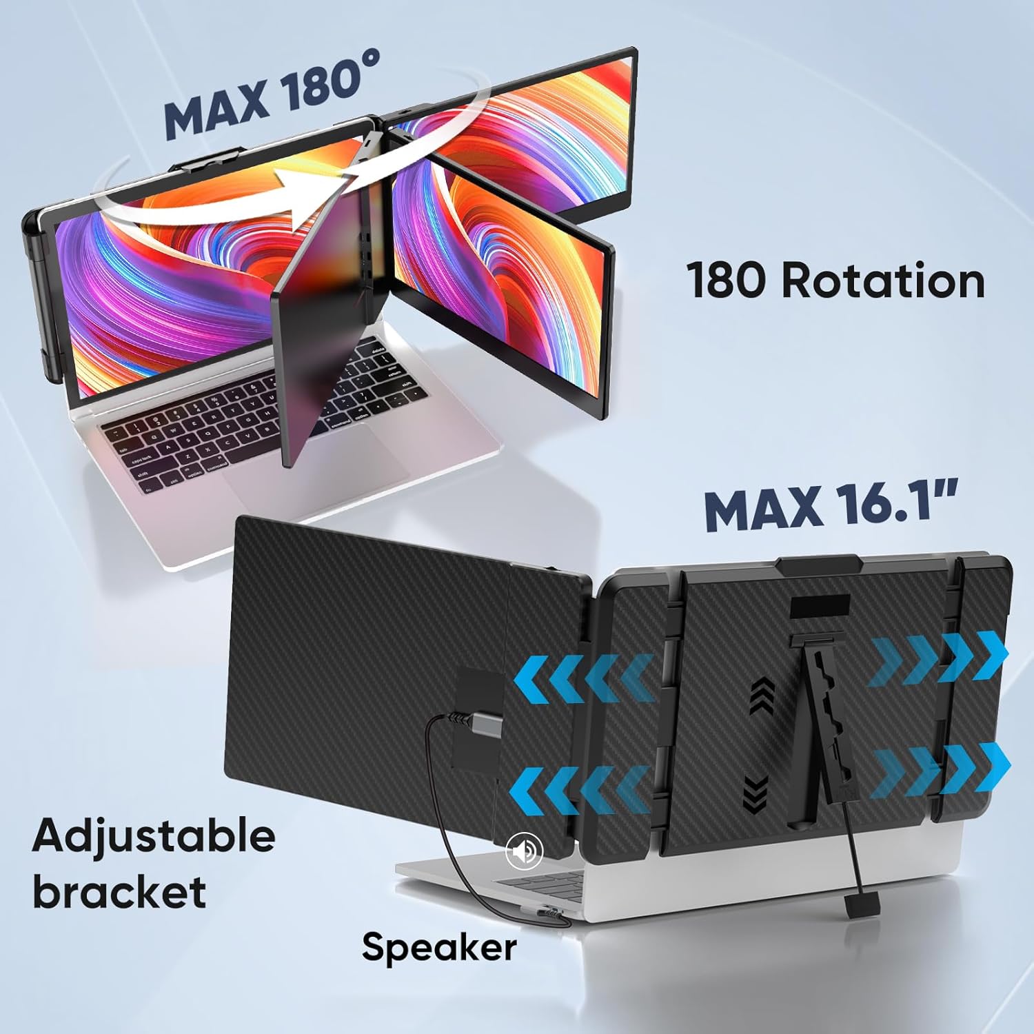 Portable Monitor 12" FHD IPS Laptop Screen Extender for Travel J234