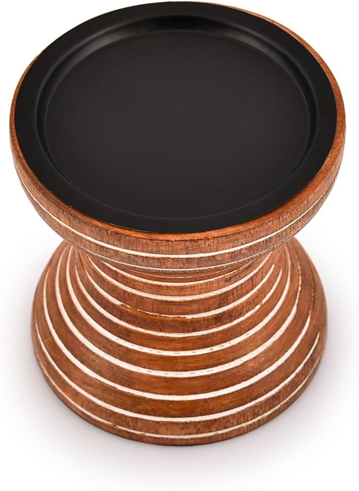 Mango Wood Candlestick Holder for Table Centerpiece Q4869
