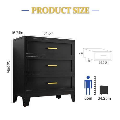 3 Drawer Metal File Cabinet for Storage, Letter/Legal Size, Green E8835