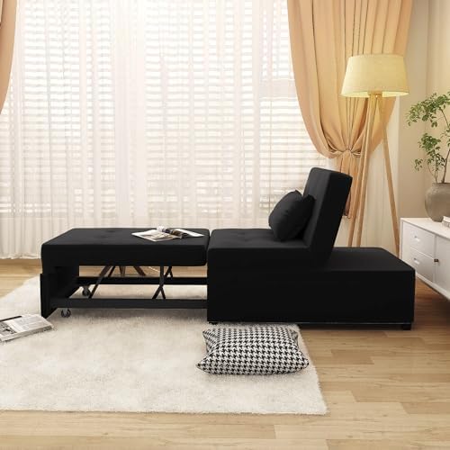 NLIBOOMLife Convertible Chair Bed Sleeper Pu Leather Single Sofa Ottoman Y491