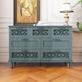 Farmhouse Sideboard Cabinet Accent Sideboard Buffet Cabinet With 3 Door 3 Drawer Wooden Cabinet Storage Cupboard Console Table Coffee Bar For Living Room Hallway Bedroom (Blue/47.24"*15.75"*35.43")