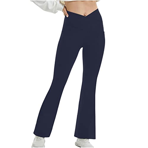 Women’s Bootcut Yoga Pants High Waisted V Crossover Wide Leg Flare Leggings Comfy Workout Lounge Bell Bottom Jazz Dress Pants