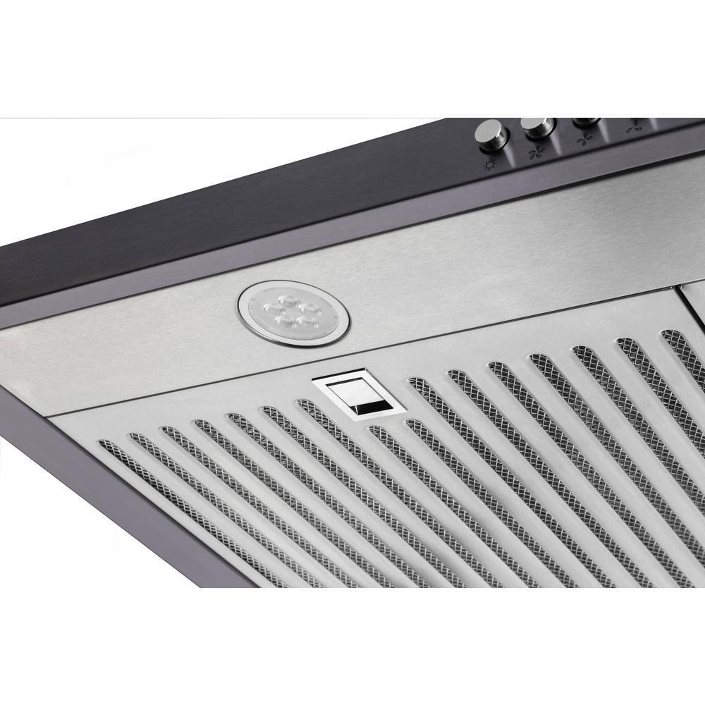 Vissani 30 in. 370 CFM Under Cabinet Range Hood with LED Bulbs, Black Stainless Steel E8803
