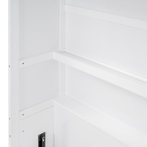 Queen Size Murphy Bed with 2-Tier Cabinet and Storage Shelves U4978