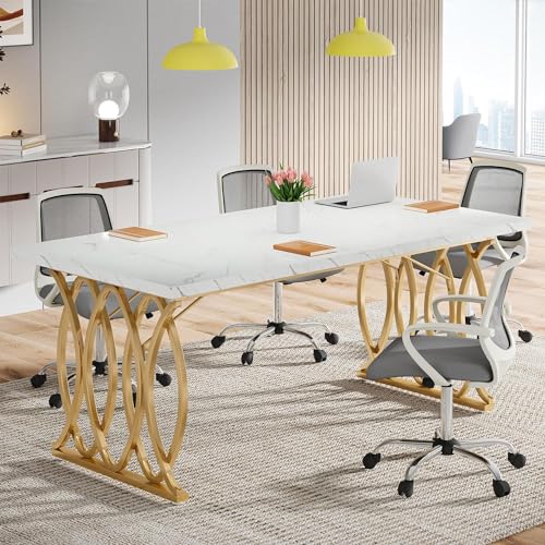 Tribesigns Executive Desk 63" W Modern Office Desk for Home Office, White Q485