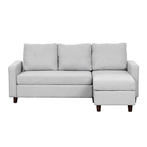 Babion 79" Convertible Sectional Sofa Couch, Linen Fabric, Light Gray L696564