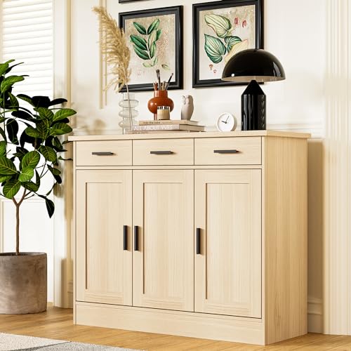 Oak Buffet Cabinet with 3 Drawers and 3 Doors B4554