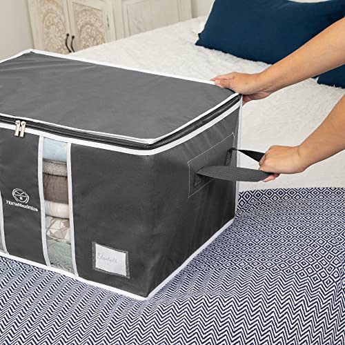 Clothes Storage Bag Organizer with Zippers, Clear Window, 3 Pack Grey K4051