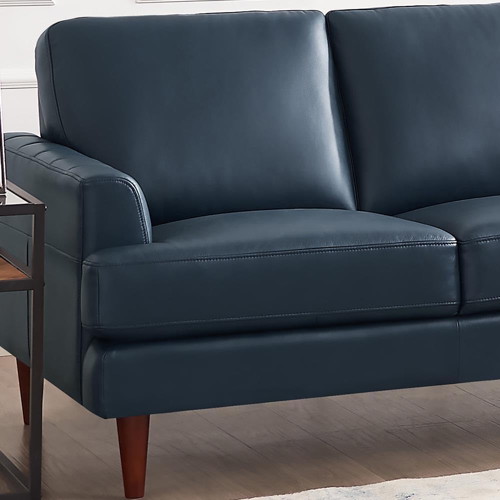 Hydeline Cassia Top Grain Leather Loveseat, Bristol Navy N664