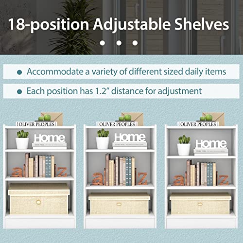 3 Shelf Bookcase with Adjustable Shelves, Wood Storage for Bedroom, Black C87086