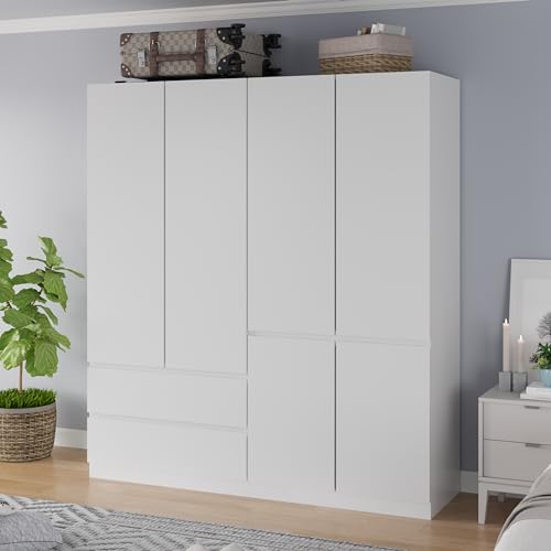 White Wardrobe Closet with Drawers and Doors M38375