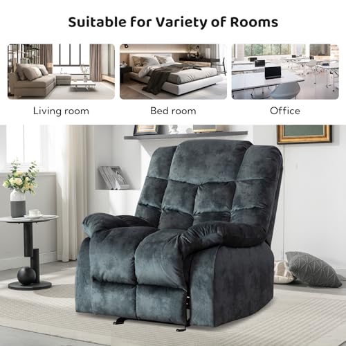 Manual Recliner Chair, Soft Fabric Padded Backrest and Armrests, Heavy Duty Single Sofa T582069