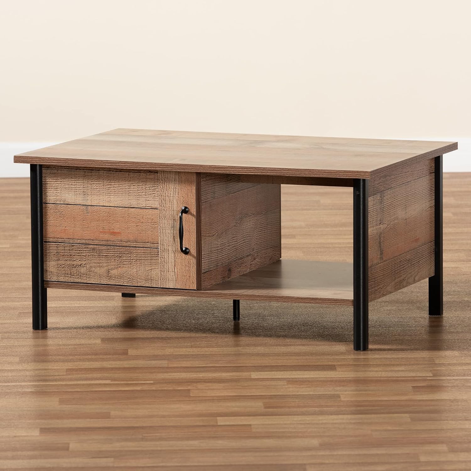 Baxton Studio Vaughan Coffee Table, Oak Brown/Black P22114
