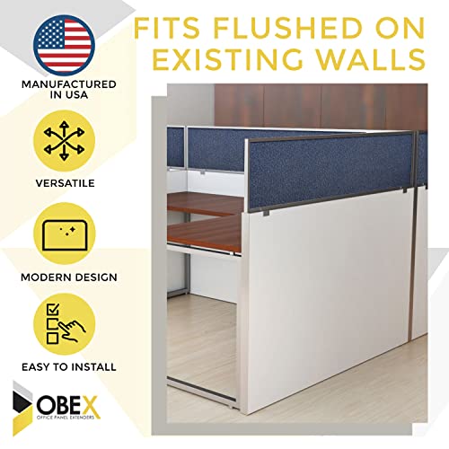 Acoustical Cubicle Privacy Screen Extender Desk Panel, 18" x 42", Overcast B415491