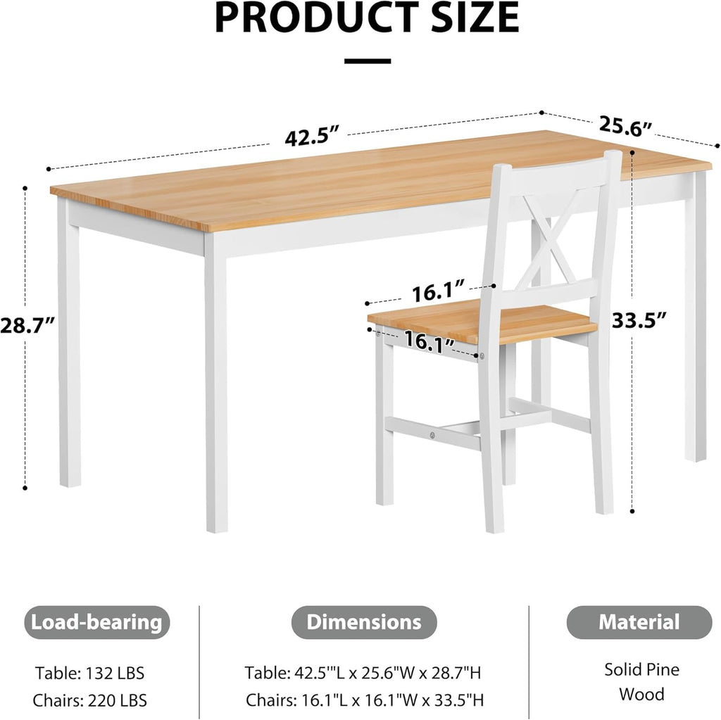 sogesfurniture 5-Piece Wood Kitchen Dining Table Set with 4 Chairs, White & Oak R84579