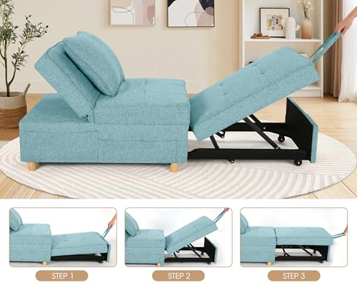 4-in-1 Convertible Sofa Bed Chair with Adjustable Backrest, Black P1448