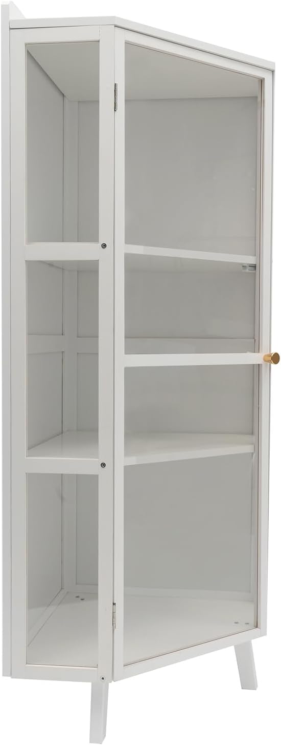 Corner Cabinet 3-Tier Floor Storage with Door White B6137