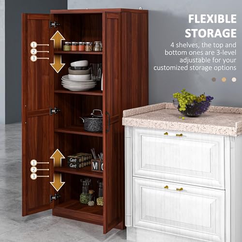 HOMCOM 63" 2-Door Kitchen Pantry Storage Cabinet with 5-Tier Shelving, Espresso L773