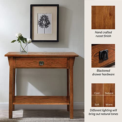 Leick Home 8233 Mission Console Table, Solid Wood, Medium Oak Finish X7801