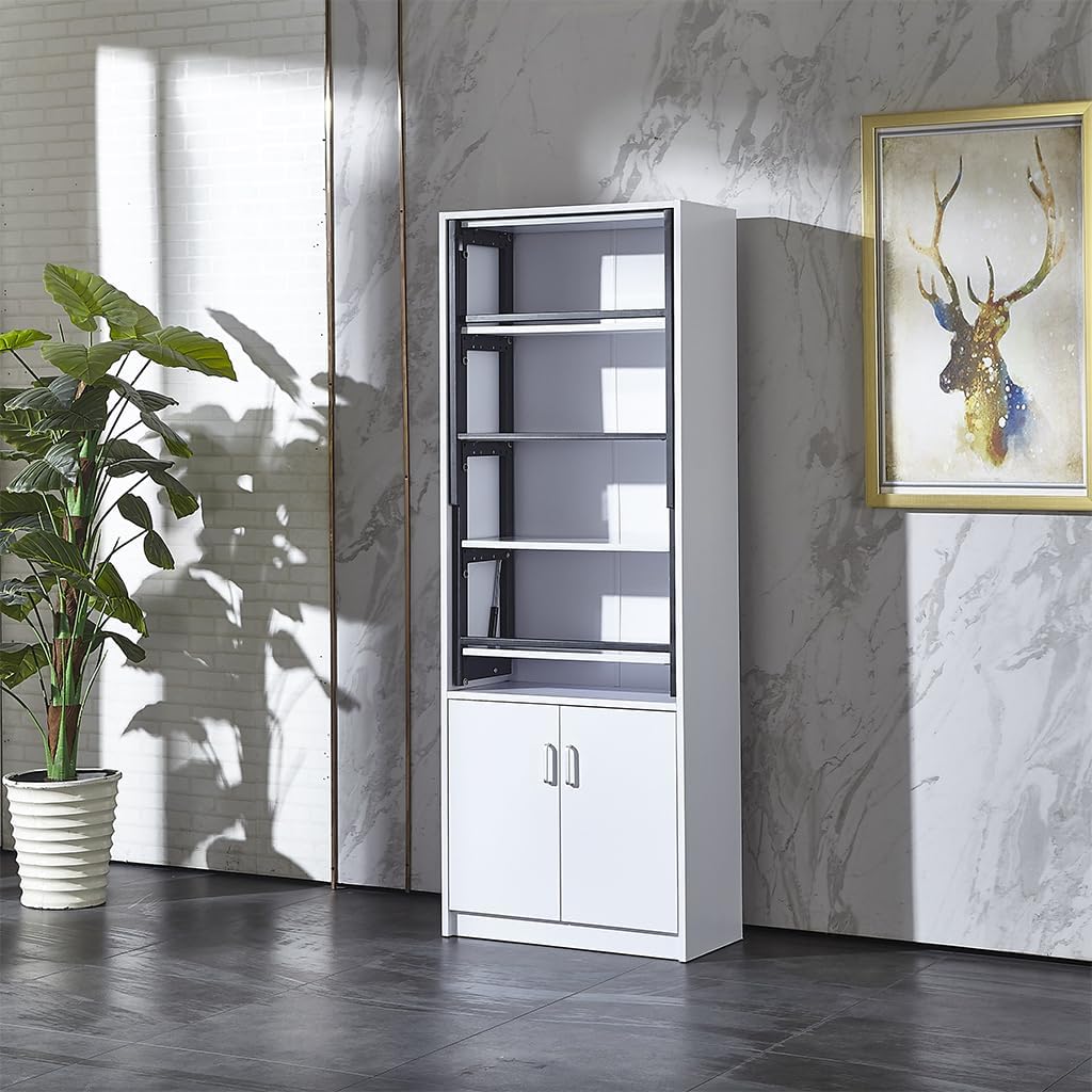 Wall Mounted Fold-Out Writing Table with 4-Tier Storage Shelf A330