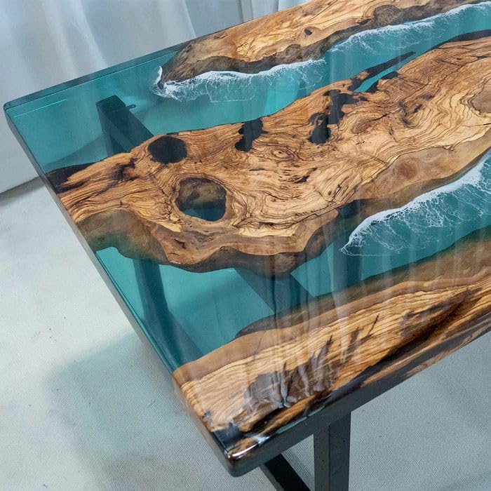 CT Copper Tailor Custom Epoxy Live Edge Dining Table for 8 People, Walnut T632