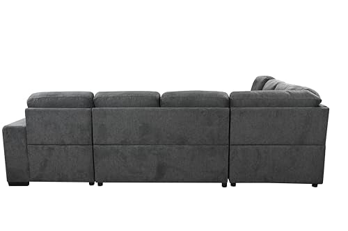 roomfitters 125'' U Shaped 7 Seat Sectional Sofa Couch with Storage, Light Gray J9659