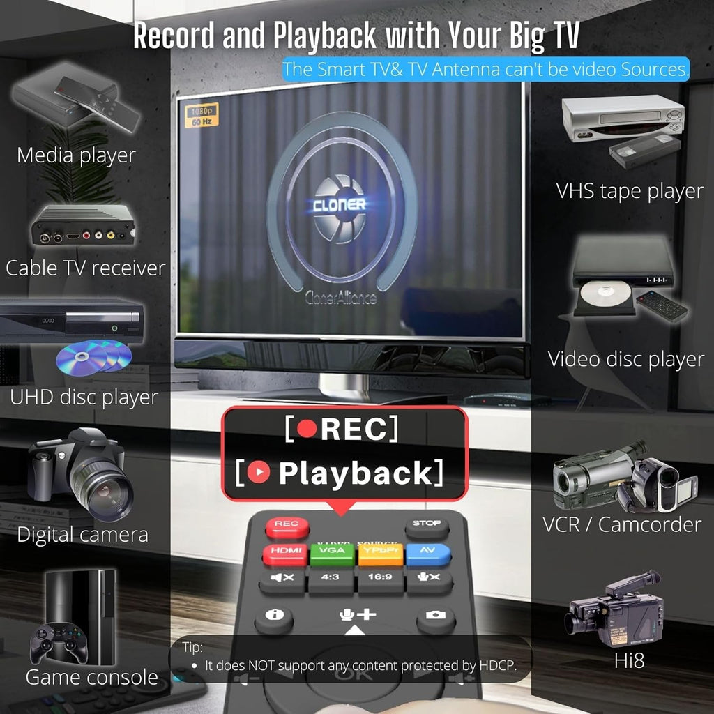 Box Pro 1080p 60fps Video Recorder DVR with HDMI Capture and TV Playback J31460