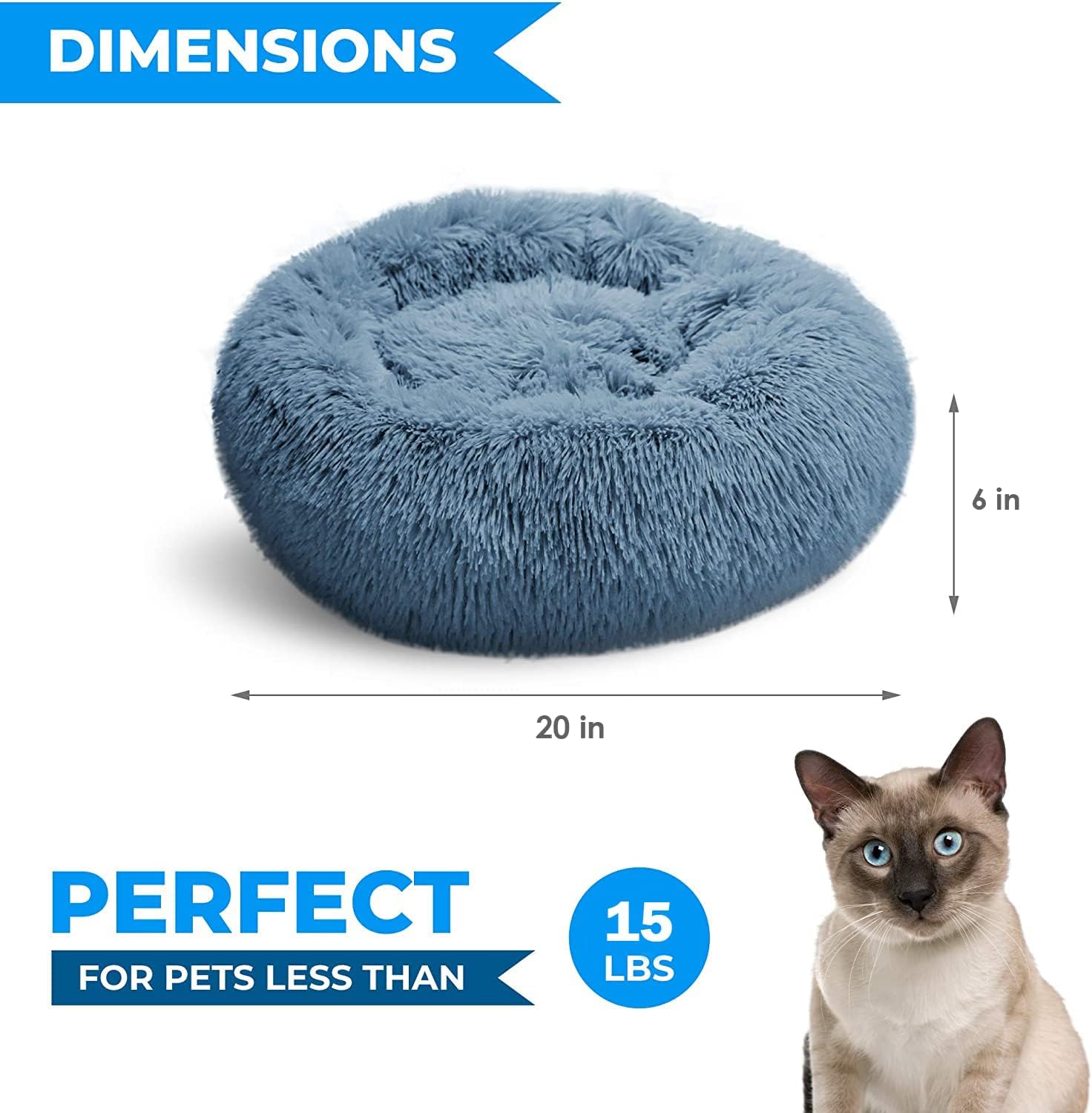 Whiskers & Friends Cat Bed, Washable Calming Pet Bed for Indoor Cats U90779