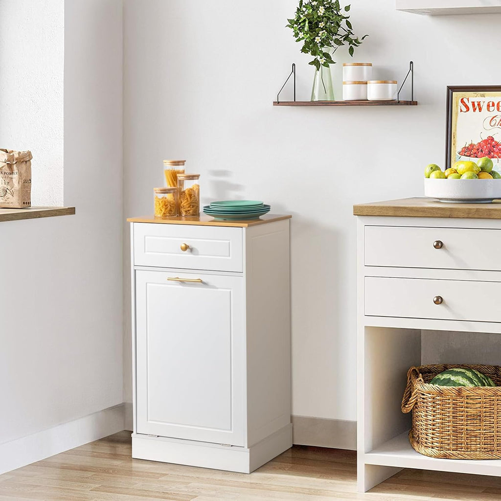 Karl home Tilt Out Laundry Hamper Cabinet with Drawer, White F817
