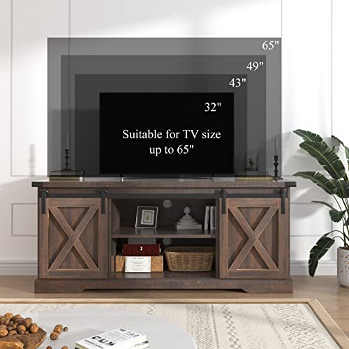 St.Mandyu Farmhouse TV Stand for TVs up to 65 inch, Brown W819