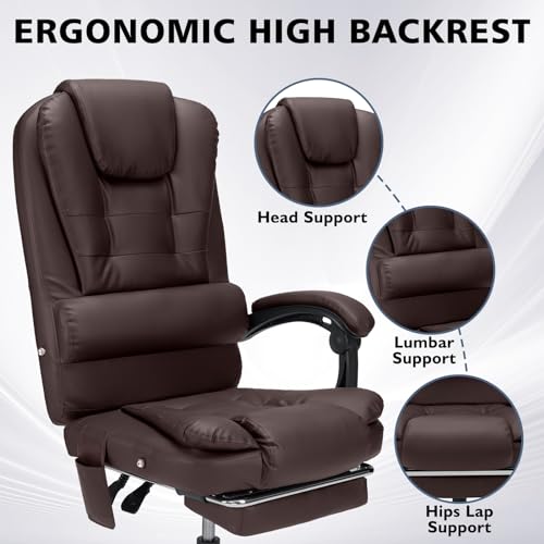 Executive Office Chair with Massage Reclining Footrest High Back Ergonomic Black E4676
