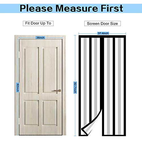 Magnetic Insulated Door Curtain, Self-Closing, Fits 36" x 82", Black H788689