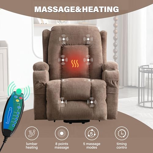 Power Lift Recliner Chair with Heat and Massage for Seniors, Blue P785